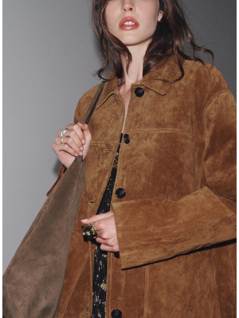 Women’s Zara Suede Leather Collection Leather Jacket in Brown Medium NWT - Picture 2 of 7